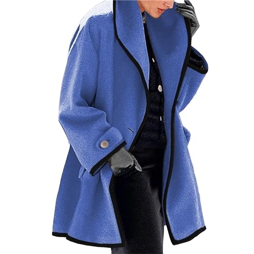 Women's Spring Fall Wool Blend Pea Coats Open Front Cardigans Hooded Jackets Lightweight Casual Trench Coat