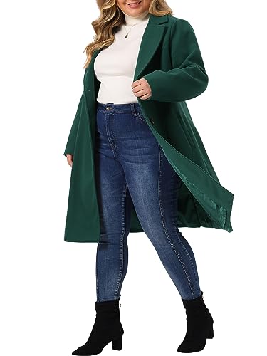 Plus Size Long Coats for Women Notched Lapel Winter Warm Double Breasted Coat