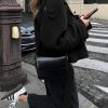 Womens Cropped Pea Coat Double Breasted Dressy Casual Notched Lapel Wool Blend Overcoat with Belt