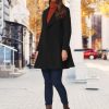 Winter Pea Coats for Women Shawl Lapel Overcoat Single Breasted Belted Long Trench Coat