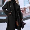 Women's Winter Wool Blend Pea Coat Double Breasted Notch Lapel Long Trench Coat