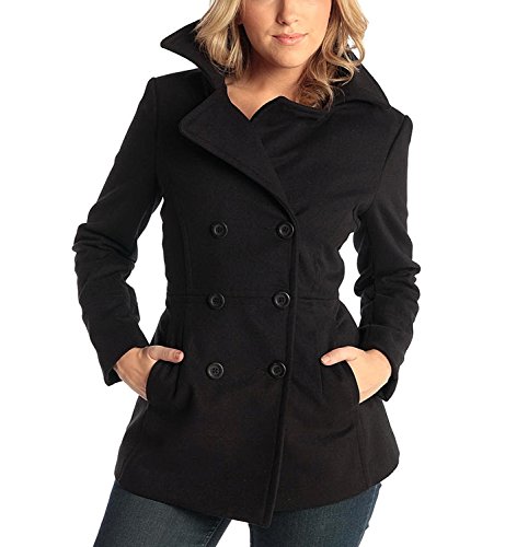 Emma Women's Wool Peacoat – Double-Breasted 3/4 Length Overcoat, Stylish & Warm Blazer for Fall & Winter