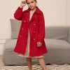 Girls Dress Coat Lapel Wool Blend Long Winter Jackets with Pockets Belt 6-14Y