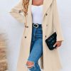 Women Double Breasted Coats Long Winter Work Office Overcoat Pocketed Outwear with Belt