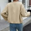 Womens Cropped Bomber Jackets Trendy Casual Collarless Pea Coat Zip Up Fall Short Jacket