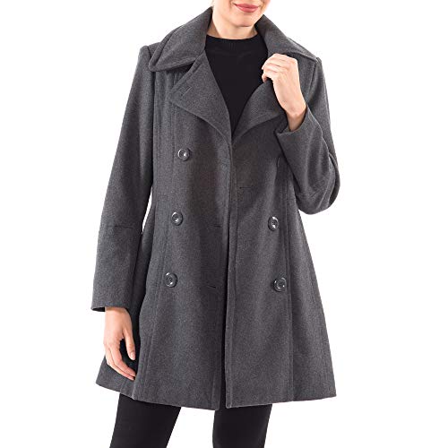 Norah Women’s Wool Blend Peacoat Runs Large – Double-Breasted Jacket with Flattering Fit