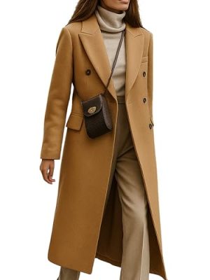 Double Breasted Trench Coat Winter Jackets for Women – Elegant Peacoat Winter Coats for Women (US, Alpha, Large, Regular, Long,