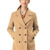 Women's Winter Coats Long Sleeve Lapel Mid-thigh A-Line Outerwear Double Breasted Pea Coat