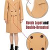women's Notch Lapel Double Breasted Wool Blend Peacoat Mid-Long Fall Winter Essential Trench Coat