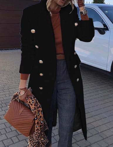 Long Wool Coats for Women Fall Winter Trench Coat Double Breasted Dressy Jackets