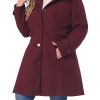 Plus Size Coats for Women Peter Pan Collar Cuff Single Breasted Trench Jacket Winter Long Coat