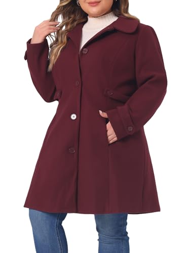 Plus Size Coats for Women Peter Pan Collar Cuff Single Breasted Trench Jacket Winter Long Coat