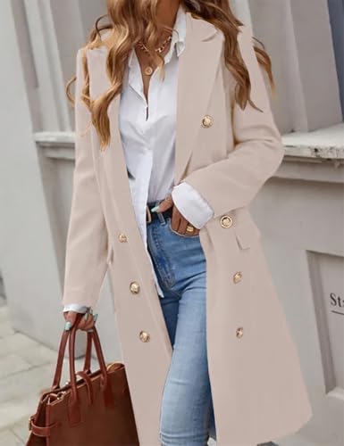 Womens Long Wool Coat for Women Fall Winter Trench Coat Trendy Jackets