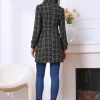 Plaid Pea Coat for Women's Single Breasted Vintage Winter Overcoat Trench Outerwear