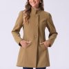Women's Winter Overcoat Mid-Long Stand Collar Single Breasted Coat Outerwear