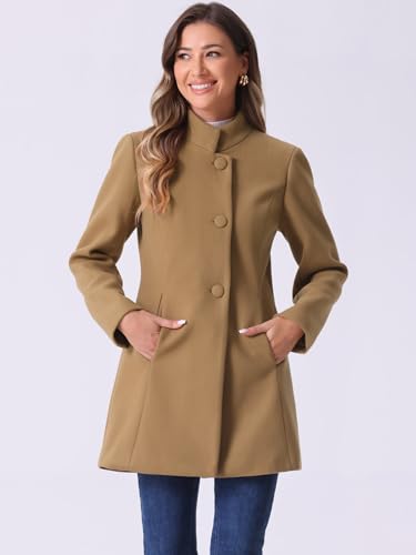Women's Winter Overcoat Mid-Long Stand Collar Single Breasted Coat Outerwear