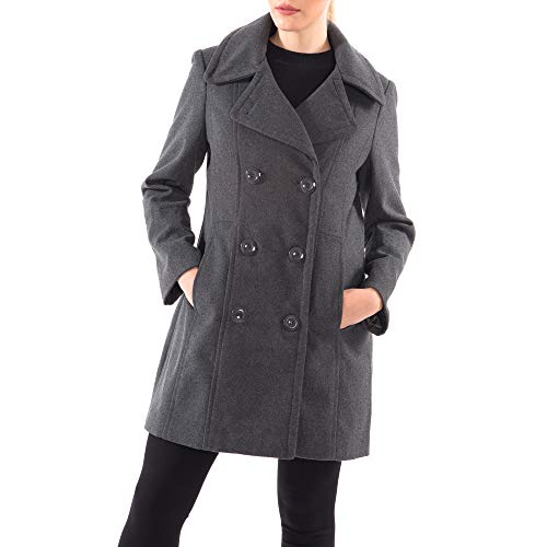 Norah Women’s Wool Blend Peacoat Runs Large – Double-Breasted Jacket with Flattering Fit