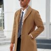 Men's Pea Coat with Detachable Plaid Scarfs Fall Single Breasted Wool Blend Trench Coat Winter Overcoat