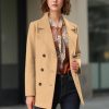 Women's Winter Coats Long Sleeve Lapel Mid-thigh A-Line Outerwear Double Breasted Pea Coat