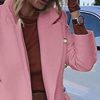 Women's Overcoat Notched Lapel Double Breasted Coats Fall Winter Elegant Wool Blend Trench Coat Long Jackets