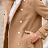 Womens Fall Winter Peacoat Wool Coat Double Breasted Blazer Jacket Trench Coat