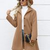 Womens Coats Winter Long Wool Coat Trench Coat Fall Clothes Casual Blazers Notch Lapel Breasted Jacket Blend Peacoat