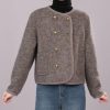 Women Cropped Wool Cotas Double Breasted Short Wool Pea Coat Tweed Jacket Outerwear