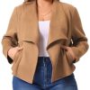 Plus Size Faux Suede Jacket for Women Lapel Long Sleeve Open Front Cardigans Outerwear Jackets