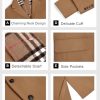 Men's Pea Coat with Detachable Plaid Scarfs Fall Single Breasted Wool Blend Trench Coat Winter Overcoat