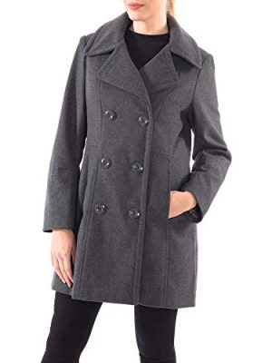 Norah Women’s Wool Blend Peacoat Runs Large – Double-Breasted Jacket with Flattering Fit