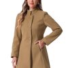 Women's Winter Overcoat Mid-Long Stand Collar Single Breasted Coat Outerwear