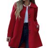 Women's Winter Casual Lapel Collared Single Breasted Wool Pea Coat Elegant Wool Blend Overcoat
