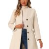Women's Winter Overcoat Pea Coat Elegant V Neck Single Breasted Coat Outerwear