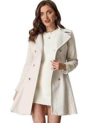 Fall Coats for Women 2025 A-Line Double Breasted Lapel Collar Long Winter Pea Coat