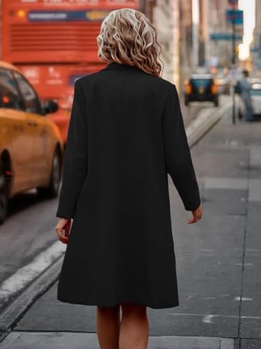 Womens Fall Winter Long Wool Coat Double Breasted Trench Coat Peacoat Jackets