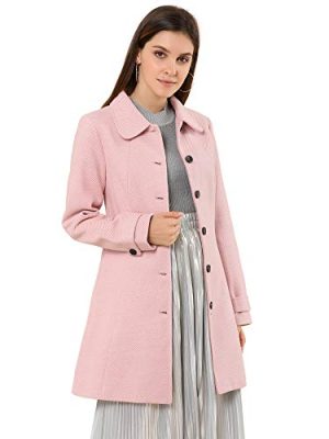 Women's Peter Pan Collar Overcoat Single Breasted Pockets Winter Long Coat