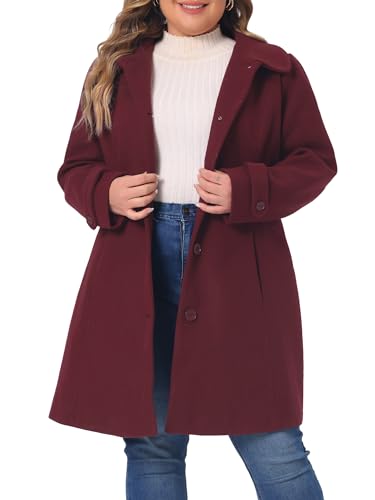 Plus Size Coats for Women Peter Pan Collar Cuff Single Breasted Trench Jacket Winter Long Coat