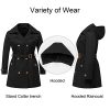 Women's Plus Size Trench Coat Double-Breasted Classic Lapel Overcoat Belted Outerwear Coat with Detachable Hood