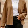 Womens Cropped Wool Blend Pea Coat Casual V Neck Button Down Short Jackets Fall Shackts with Pockets