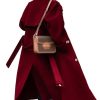 Women's Winter Trench Coat Wool Blend Double Breasted Notched Lapel Long Sleeve Jacket Pea Coat Overcoat