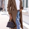 Long Wool Coats for Women Fall Winter Trench Coat Peacoat Double Breasted Blazer Jackets Overcoat