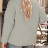 Women's Winter Casual Quilted Jackets Long Sleeve Button Down Puffer Jacket Padded Outerwear Coats