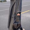 Women's Slouchy Drop Shoulder Double Breasted Maxi Long Wool Pea Coat