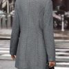 Women's Stand Collar Single Breasted Pea Coat Casual Wool Blend Mid Long Trench Coat Winter Jackets