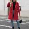 Women Winter Wool Blend Camel Mid-Long Coat Notch Double-Breasted Lapel Jacket Outwear