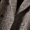 Women's Winter Herringbone Stripe Long Wool Coat Double Breasted Dressy Casual Trench Coat Overcoat
