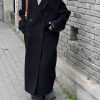 Women's 2025 Winter Wool Overcoat Turn Down Collar Long Peacoat Business Casual Trench Coats
