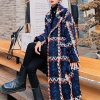 Women's Tweed Double Breasted Wool Coat Plaid Notch Lapel Mid Long Peacoat Winter Trench Coat