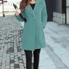 Women's Long Sleeve Slim Fit Warm Winter Wool Blend Pea Coat Overcoat