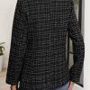 2025 Fall Women's Tweed Plaid Blazer Jacket - Fully Lined Fashion Business Casual Lapel Elegant Coat with Pockets